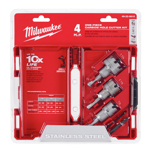 Milwaukee 49 22 8610 One Piece Carbide Hole Cutter 4 Piece Set Cpo Milwaukee